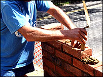 Bricklayer at work